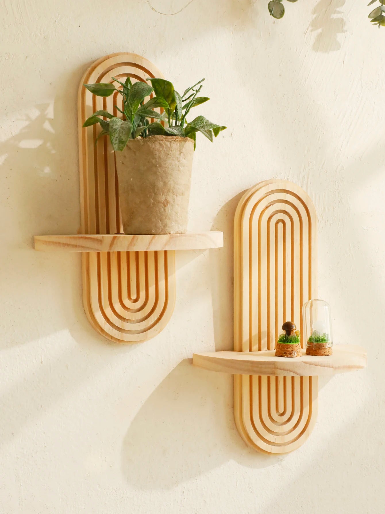 Boho Wooden Wall Shelf